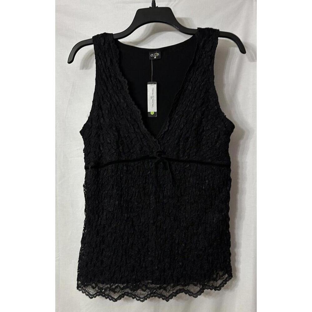 NWT Olian Womens Lace Black Lined V‎ Neck Maternity Top Blouse Shirt Size Large